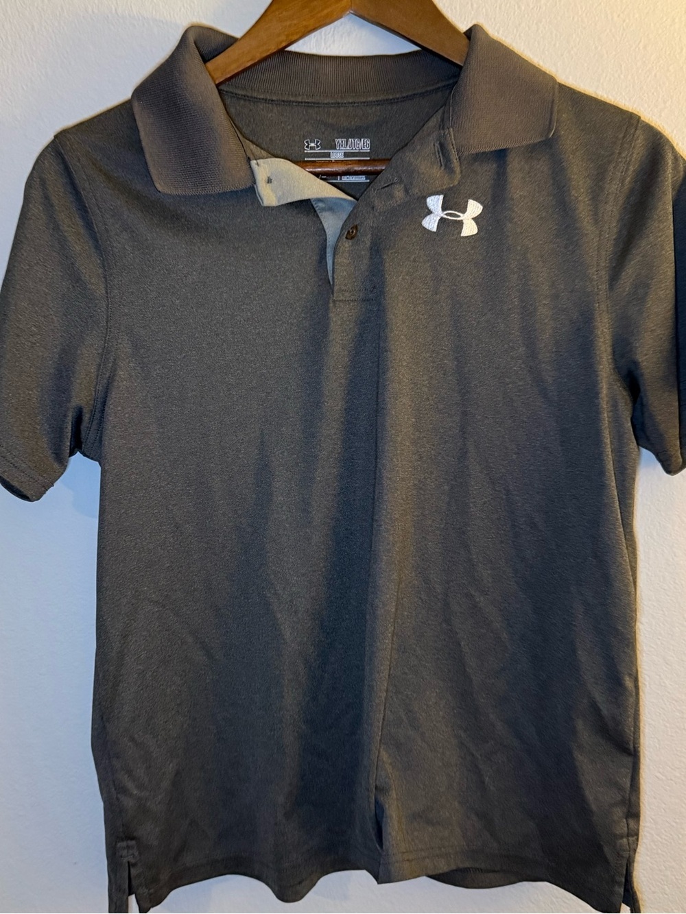 Under Armour Youth’s Dark Gray Performance Polo with White Logo